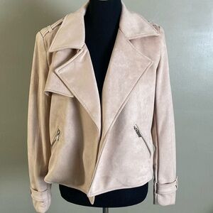 Magaschoni Pink Faux Suede Open Front Jacket Sz M NWOT